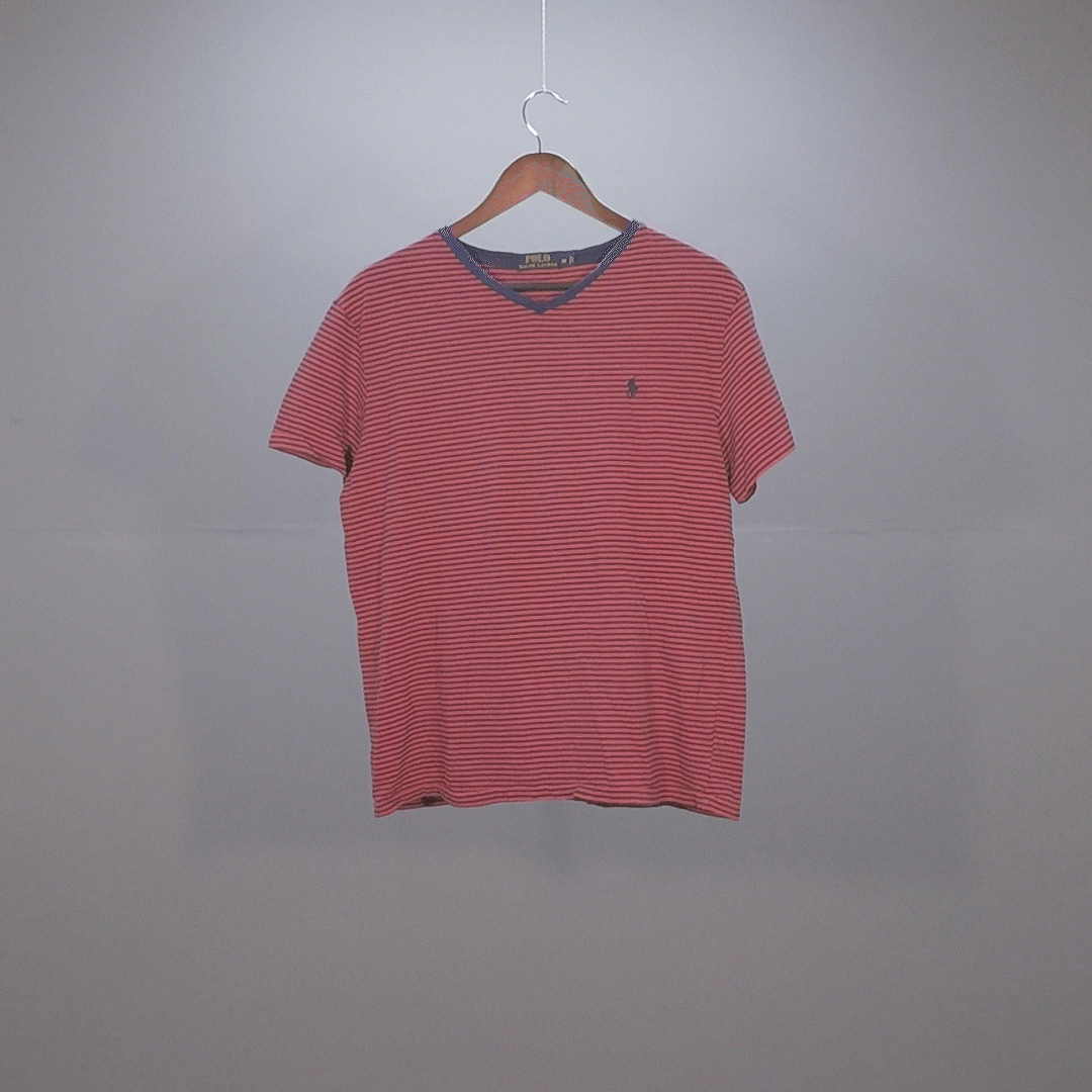 Striped Polo V-neck Tee