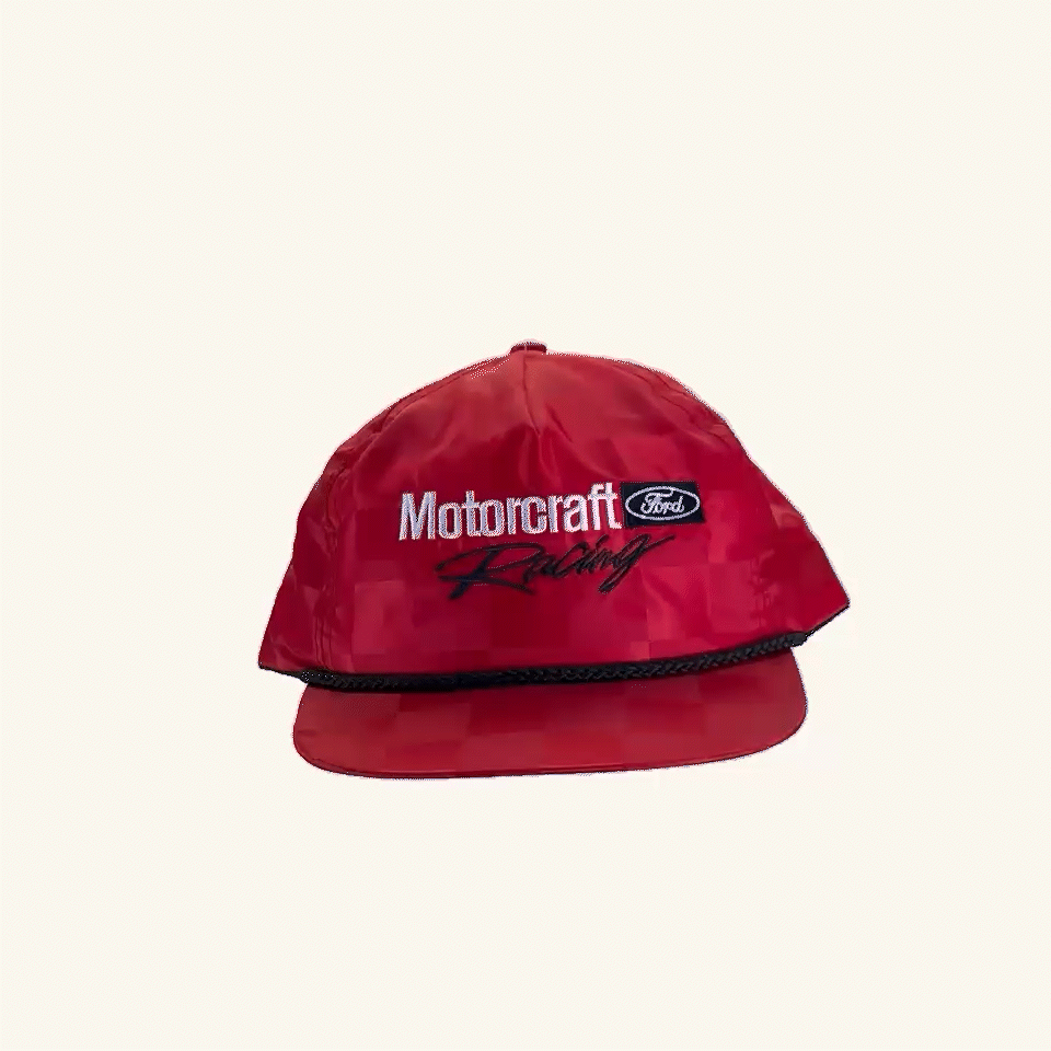 Ford Motorcraft Racing Checkered Trucker Hat w/ Rope Brim