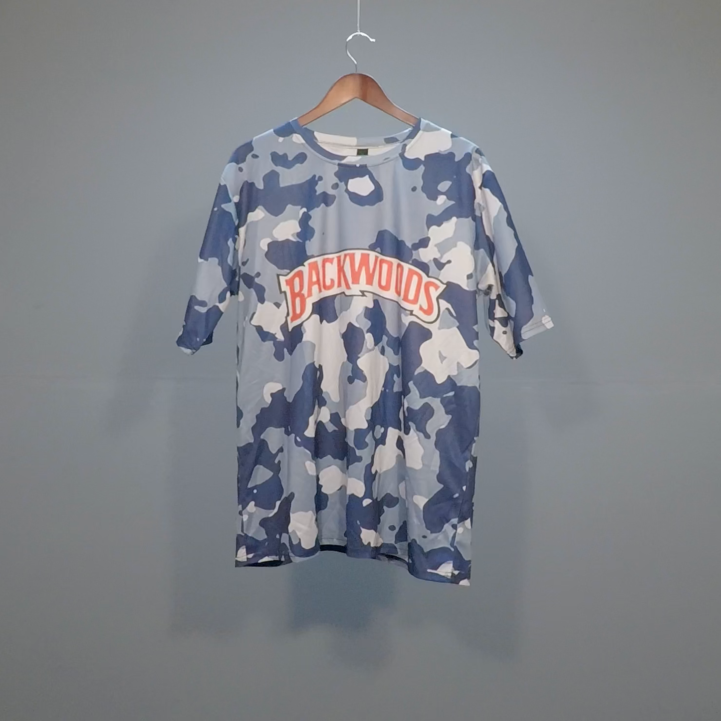 Blue Camo Backwoods Spellout Tee